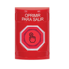 SS2007PX-ES STI Red No Cover Weather Resistant Momentary (Illuminated) with Red Lens Stopper Station with PUSH TO EXIT Label Spanish