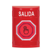 SS2007XT-ES STI Red No Cover Weather Resistant Momentary (Illuminated) with Red Lens Stopper Station with EXIT Label Spanish