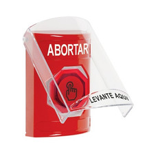 SS2027AB-ES STI Red Indoor Only Flush or Surface Weather Resistant Momentary (Illuminated) with Red Lens Stopper Station with ABORT Label Spanish