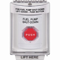 SS2349PS-EN STI White Indoor/Outdoor Flush w/ Horn Turn-to-Reset (Illuminated) Stopper Station with FUEL PUMP SHUT DOWN Label English