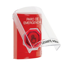 SS20A7ES-ES STI Red Indoor Only Flush or Surface w/ Horn Weather Resistant Momentary (Illuminated) with Red Lens Stopper Station with EMERGENCY STOP Label Spanish