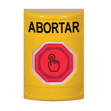 SS2206AB-ES STI Yellow No Cover Momentary (Illuminated) with Red Lens Stopper Station with ABORT Label Spanish
