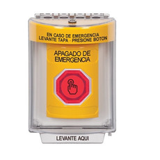 SS2237PO-ES STI Yellow Indoor/Outdoor Flush Weather Resistant Momentary (Illuminated) with Red Lens Stopper Station with EMERGENCY POWER OFF Label Spanish