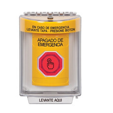 SS2247PO-ES STI Yellow Indoor/Outdoor Flush w/ Horn Weather Resistant Momentary (Illuminated) with Red Lens Stopper Station with EMERGENCY POWER OFF Label Spanish