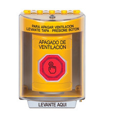 SS2277HV-ES STI Yellow Indoor/Outdoor Surface Weather Resistant Momentary (Illuminated) with Red Lens Stopper Station with HVAC SHUT DOWN Label Spanish