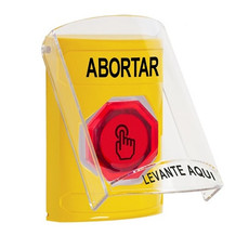 SS22A6AB-ES STI Yellow Indoor Only Flush or Surface w/ Horn Momentary (Illuminated) with Red Lens Stopper Station with ABORT Label Spanish