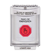 SS2337ES-ES STI White Indoor/Outdoor Flush Weather Resistant Momentary (Illuminated) with Red Lens Stopper Station with EMERGENCY STOP Label Spanish