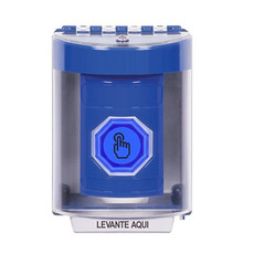 SS2476NT-ES STI Blue Indoor/Outdoor Surface Momentary (Illuminated) with Blue Lens Stopper Station with No Text Label Spanish