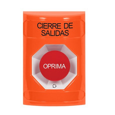 SS2501LD-ES STI Orange No Cover Turn-to-Reset Stopper Station with LOCKDOWN Label Spanish