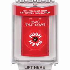 SS2030HV-EN STI Red Indoor/Outdoor Flush Key-to-Reset Stopper Station with HVAC SHUT DOWN Label English