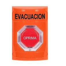 SS2509EV-ES STI Orange No Cover Turn-to-Reset (Illuminated) Stopper Station with EVACUATION Label Spanish
