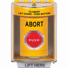 SS2289AB-EN STI Yellow Indoor/Outdoor Surface w/ Horn Turn-to-Reset (Illuminated) Stopper Station with ABORT Label English