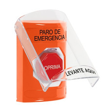 SS25A2ES-ES STI Orange Indoor Only Flush or Surface w/ Horn Key-to-Reset (Illuminated) Stopper Station with EMERGENCY STOP Label Spanish
