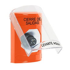 SS25A3LD-ES STI Orange Indoor Only Flush or Surface w/ Horn Key-to-Activate Stopper Station with LOCKDOWN Label Spanish