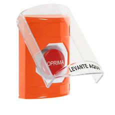 SS25A4NT-ES STI Orange Indoor Only Flush or Surface w/ Horn Momentary Stopper Station with No Text Label Spanish