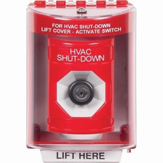 SS2073HV-EN STI Red Indoor/Outdoor Surface Key-to-Activate Stopper Station with HVAC SHUT DOWN Label English