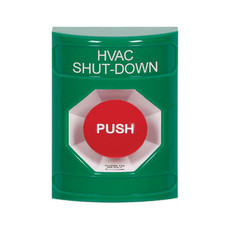 SS2101HV-EN STI Green No Cover Turn-to-Reset Stopper Station with HVAC SHUT DOWN Label English