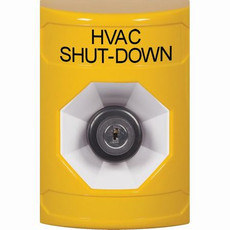SS2203HV-EN STI Yellow No Cover Key-to-Activate Stopper Station with HVAC SHUT DOWN Label English