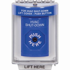 SS2440HV-EN STI Blue Indoor/Outdoor Flush w/ Horn Key-to-Reset Stopper Station with HVAC SHUT DOWN Label English