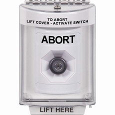 SS2333AB-EN STI White Indoor/Outdoor Flush Key-to-Activate Stopper Station with ABORT Label English