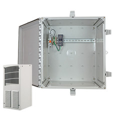 EP242410-O6 STI Poycarbonate Enclosure with A/C and Heat and Power Supply 24" H x 24" W x 10" D - Opaque Door