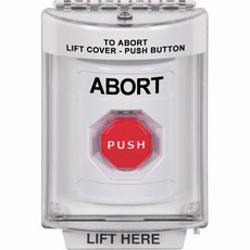 SS2335AB-EN STI White Indoor/Outdoor Flush Momentary (Illuminated) Stopper Station with ABORT Label English