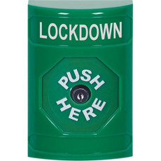 SS2100LD-EN STI Green No Cover Key-to-Reset Stopper Station with LOCKDOWN Label English