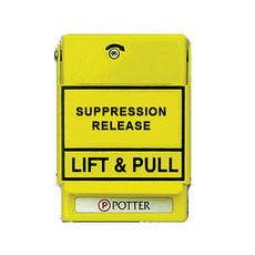 1000613-35 Potter RMS-1T-LP Yellow SPST Lift and Pull Cover Key Lock 17021 Pull Station - Suppression Release - Non-Returnable