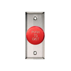 991N-REPTDX32D Dormakaba Rutherford Controls Narrow Mullion Plate Push to Exit Button in 32D - Red