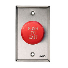 991-REPTDX32D Dormakaba Rutherford Controls Standard Single Gang Push to Exit Button - Red Button - Stainless Steel