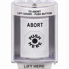 SS2370AB-EN STI White Indoor/Outdoor Surface Key-to-Reset Stopper Station with ABORT Label English