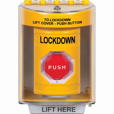 SS2289LD-EN STI Yellow Indoor/Outdoor Surface w/ Horn Turn-to-Reset (Illuminated) Stopper Station with LOCKDOWN Label English