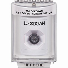 SS2343LD-EN STI White Indoor/Outdoor Flush w/ Horn Key-to-Activate Stopper Station with LOCKDOWN Label English