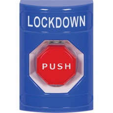 SS2402LD-EN STI Blue No Cover Key-to-Reset (Illuminated) Stopper Station with LOCKDOWN Label English