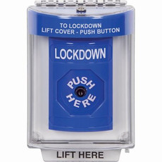 SS2430LD-EN STI Blue Indoor/Outdoor Flush Key-to-Reset Stopper Station with LOCKDOWN Label English