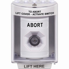 SS2383AB-EN STI White Indoor/Outdoor Surface w/ Horn Key-to-Activate Stopper Station with ABORT Label English