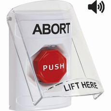 SS23A2AB-EN STI White Indoor Only Flush or Surface w/ Horn Key-to-Reset (Illuminated) Stopper Station with ABORT Label English