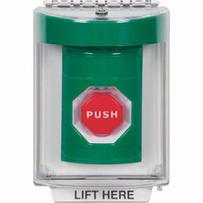 SS2138NT-EN STI Green Indoor/Outdoor Flush Pneumatic (Illuminated) Stopper Station with No Text Label English