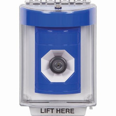 SS2443NT-EN STI Blue Indoor/Outdoor Flush w/ Horn Key-to-Activate Stopper Station with No Text Label English
