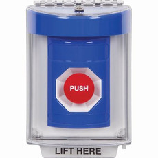 SS2444NT-EN STI Blue Indoor/Outdoor Flush w/ Horn Momentary Stopper Station with No Text Label English