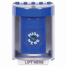 SS2480NT-EN STI Blue Indoor/Outdoor Surface w/ Horn Key-to-Reset Stopper Station with No Text Label English
