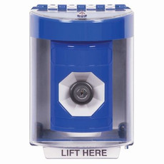 SS2483NT-EN STI Blue Indoor/Outdoor Surface w/ Horn Key-to-Activate Stopper Station with No Text Label English