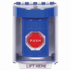 SS2489NT-EN STI Blue Indoor/Outdoor Surface w/ Horn Turn-to-Reset (Illuminated) Stopper Station with No Text Label English