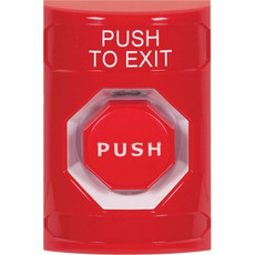 SS2002PX-EN STI Red No Cover Key-to-Reset (Illuminated) Stopper Station with PUSH TO EXIT Label English