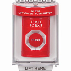 SS2041PX-EN STI Red Indoor/Outdoor Flush w/ Horn Turn-to-Reset Stopper Station with PUSH TO EXIT Label English
