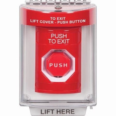 SS2045PX-EN STI Red Indoor/Outdoor Flush w/ Horn Momentary (Illuminated) Stopper Station with PUSH TO EXIT Label English