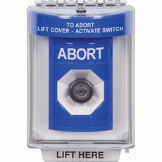 SS2443AB-EN STI Blue Indoor/Outdoor Flush w/ Horn Key-to-Activate Stopper Station with ABORT Label English