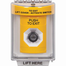 SS2233PX-EN STI Yellow Indoor/Outdoor Flush Key-to-Activate Stopper Station with PUSH TO EXIT Label English