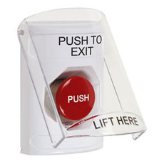 SS2321PX-EN STI White Indoor Only Flush or Surface Turn-to-Reset Stopper Station with PUSH TO EXIT Label English