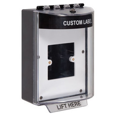 STI-13910CK STI Universal Stopper Dome Cover Enclosed Back Box, European Open Mounting Plate and Hood - Custom Label - Black - Non-Returnable